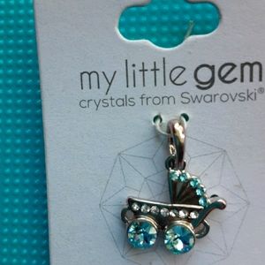 Baby Stroller Charm With Swarovski Crystals